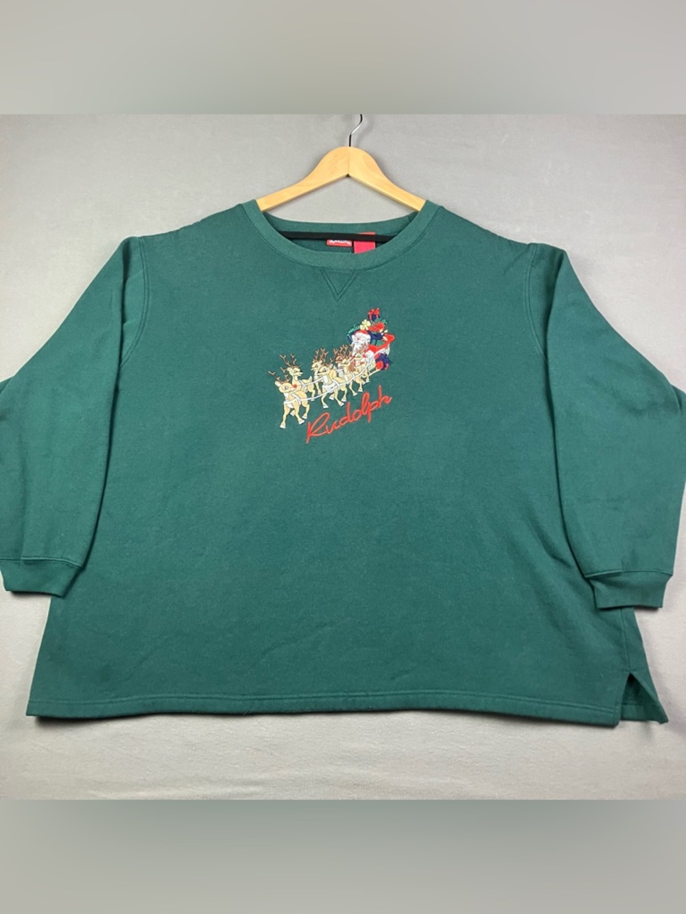 Vintage Rudolph Sweater Women 4XL (26W/28W) Green Christmas Sweatshirt Crewneck